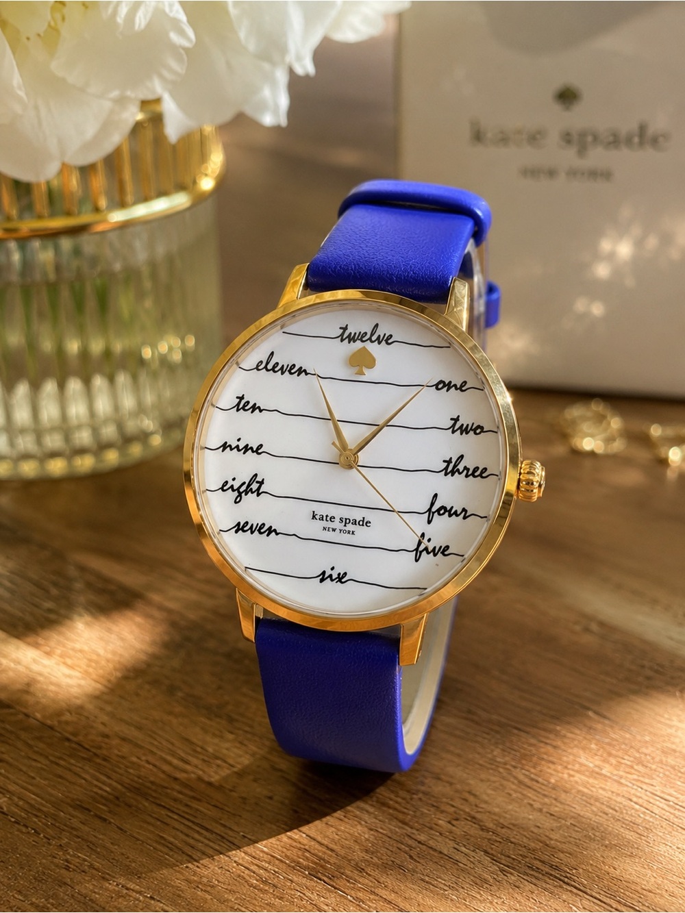 Kate Spade Live Colorfully Watch Blue Strap Gold Tone Round Face used